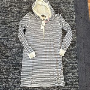 Vineyard Vines Blue and White Striped Hooded Coverup Dress